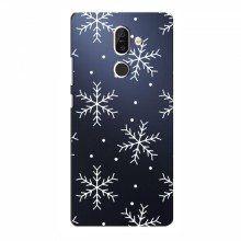 Зимние Чехлы для Nokia 7 Plus - прозрачный фон Белые снежинки - купить на Floy.com.ua