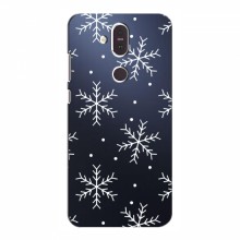 Зимние Чехлы для Nokia 8.1 - прозрачный фон Белые снежинки - купить на Floy.com.ua
