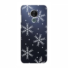 Зимние Чехлы для Nokia C30 - прозрачный фон Белые снежинки - купить на Floy.com.ua