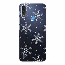 Зимние Чехлы для Motorola MOTO E7 Power - прозрачный фон Белые снежинки - купить на Floy.com.ua