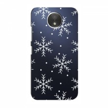 Зимние Чехлы для Motorola MOTO C XT1750 - прозрачный фон Белые снежинки - купить на Floy.com.ua