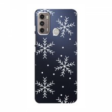 Зимние Чехлы для Motorola MOTO G60 - прозрачный фон Белые снежинки - купить на Floy.com.ua