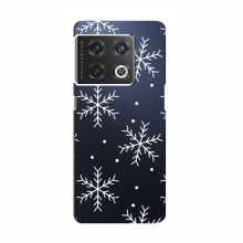 Зимние Чехлы для OnePlus 10 Pro - прозрачный фон Белые снежинки - купить на Floy.com.ua