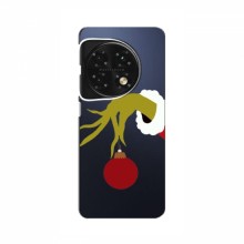 Зимние Чехлы для OnePlus 12R - прозрачный фон Гринч с игрушкой - купить на Floy.com.ua