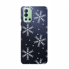 Зимние Чехлы для OnePlus 9R - прозрачный фон Белые снежинки - купить на Floy.com.ua
