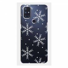Зимние Чехлы для OnePlus Nord N100 - прозрачный фон Белые снежинки - купить на Floy.com.ua