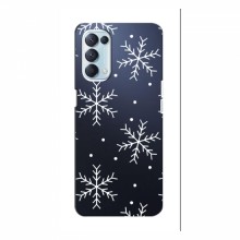 Зимние Чехлы для OPPO Reno 5 (4G) - прозрачный фон Белые снежинки - купить на Floy.com.ua