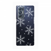 Зимние Чехлы для OPPO Reno5 Pro Plus (5G) - прозрачный фон Белые снежинки - купить на Floy.com.ua