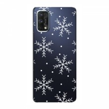 Зимние Чехлы для RealMe 7 Pro - прозрачный фон Белые снежинки - купить на Floy.com.ua