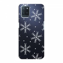 Зимние Чехлы для RealMe 8 - прозрачный фон Белые снежинки - купить на Floy.com.ua