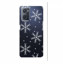 Зимние Чехлы для RealMe 9i - прозрачный фон Белые снежинки - купить на Floy.com.ua