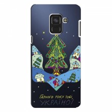 Зимние Чехлы для Samsung A8, A8 2018, A530F - прозрачный фон Рождественский герб - купить на Floy.com.ua