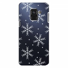 Зимние Чехлы для Samsung A8 Plus , A8 Plus 2018, A730F - прозрачный фон Белые снежинки - купить на Floy.com.ua