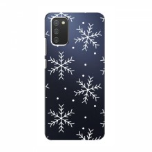 Зимние Чехлы для Samsung Galaxy A02s - прозрачный фон Белые снежинки - купить на Floy.com.ua