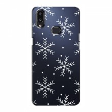 Зимние Чехлы для Samsung Galaxy A10s (A107) - прозрачный фон Белые снежинки - купить на Floy.com.ua