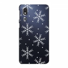 Зимние Чехлы для Samsung Galaxy A2 Core - прозрачный фон Белые снежинки - купить на Floy.com.ua