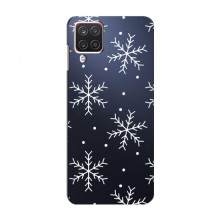 Зимние Чехлы для Samsung Galaxy A22 - прозрачный фон Белые снежинки - купить на Floy.com.ua