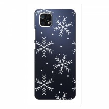 Зимние Чехлы для Samsung Galaxy A22 5G - прозрачный фон Белые снежинки - купить на Floy.com.ua
