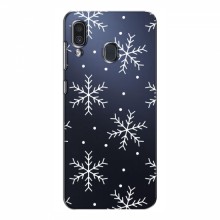 Зимние Чехлы для Samsung Galaxy A30 2019 (A305F) - прозрачный фон Белые снежинки - купить на Floy.com.ua