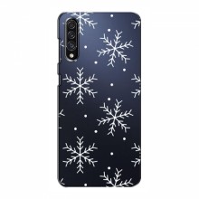 Зимние Чехлы для Samsung Galaxy A30s (A307) - прозрачный фон Белые снежинки - купить на Floy.com.ua