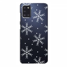 Зимние Чехлы для Samsung Galaxy A31 (A315) - прозрачный фон Белые снежинки - купить на Floy.com.ua