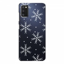 Зимние Чехлы для Samsung Galaxy A41 (A415) - прозрачный фон Белые снежинки - купить на Floy.com.ua