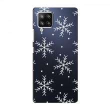 Зимние Чехлы для Samsung Galaxy A42 (5G) - прозрачный фон Белые снежинки - купить на Floy.com.ua