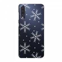 Зимние Чехлы для Samsung Galaxy A50 2019 (A505F) - прозрачный фон Белые снежинки - купить на Floy.com.ua