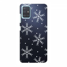 Зимние Чехлы для Samsung Galaxy A51 (A515) - прозрачный фон Белые снежинки - купить на Floy.com.ua