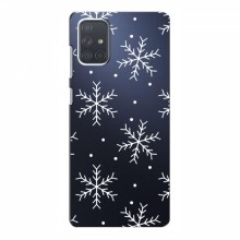 Зимние Чехлы для Samsung Galaxy A71 (A715) - прозрачный фон Белые снежинки - купить на Floy.com.ua