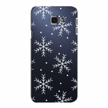 Зимние Чехлы для Samsung J4+, J4 Plus - прозрачный фон Белые снежинки - купить на Floy.com.ua