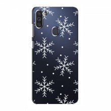 Зимние Чехлы для Samsung Galaxy M11 - прозрачный фон Белые снежинки - купить на Floy.com.ua