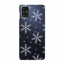 Зимние Чехлы для Samsung Galaxy M31s - прозрачный фон Белые снежинки - купить на Floy.com.ua