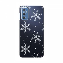 Зимние Чехлы для Samsung Galaxy M52 5G (M526) - прозрачный фон Белые снежинки - купить на Floy.com.ua