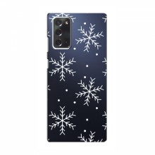 Зимние Чехлы для Samsung Galaxy Note 20 - прозрачный фон Белые снежинки - купить на Floy.com.ua