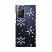 Зимние Чехлы для Samsung Galaxy Note 20 Ultra - прозрачный фон Белые снежинки - купить на Floy.com.ua