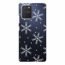 Зимние Чехлы для Samsung Galaxy S10 Lite - прозрачный фон Белые снежинки - купить на Floy.com.ua