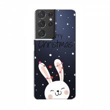 Зимние Чехлы для Samsung Galaxy S21 Plus - прозрачный фон Рождественский заяц - купить на Floy.com.ua