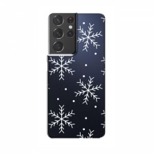 Зимние Чехлы для Samsung Galaxy S21 Plus - прозрачный фон Белые снежинки - купить на Floy.com.ua