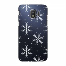 Зимние Чехлы для Samsung J2 2018, J250 - прозрачный фон Белые снежинки - купить на Floy.com.ua