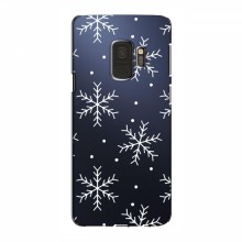 Зимние Чехлы для Samsung S9 - прозрачный фон Белые снежинки - купить на Floy.com.ua