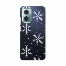 Зимние Чехлы для Xiaomi Redmi Note 11E - прозрачный фон Белые снежинки - купить на Floy.com.ua