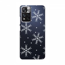 Зимние Чехлы для Xiaomi POCO M4 Pro 4G - прозрачный фон Белые снежинки - купить на Floy.com.ua
