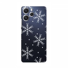 Зимние Чехлы для Xiaomi POCO М6 Pro (5G) - прозрачный фон Белые снежинки - купить на Floy.com.ua