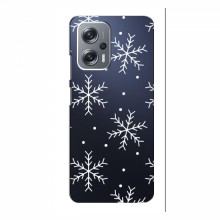 Зимние Чехлы для Xiaomi POCO X4 GT - прозрачный фон Белые снежинки - купить на Floy.com.ua