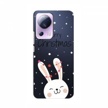 Зимние Чехлы для Xiaomi 13 Lite - прозрачный фон Рождественский заяц - купить на Floy.com.ua