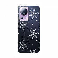 Зимние Чехлы для Xiaomi 13 Lite - прозрачный фон Белые снежинки - купить на Floy.com.ua