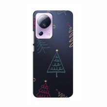Зимние Чехлы для Xiaomi 13 Lite - прозрачный фон Рождественские елки - купить на Floy.com.ua