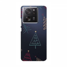 Зимние Чехлы для Xiaomi 13T - прозрачный фон Рождественские елки - купить на Floy.com.ua