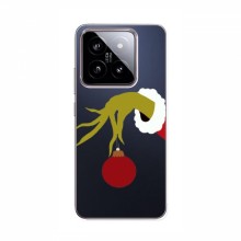 Зимние Чехлы для Xiaomi 14 - прозрачный фон Гринч с игрушкой - купить на Floy.com.ua